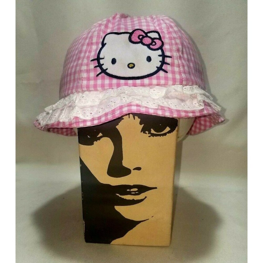 Hello Kitty Summer Sun Hat Pink Plaid Lace One